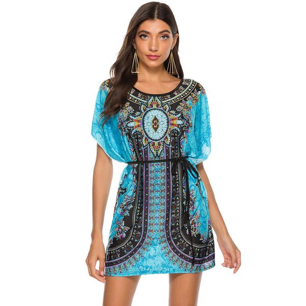 dress women summer o neck boho print short sleeve casual mini beachwear lace up sundress jupe dame vestidos mujer 210517, Black;gray
dress women summer o neck boho print short sleeve casual mini beachwear lace up sundress jupe dame vestidos mujer 210517, Black;gray