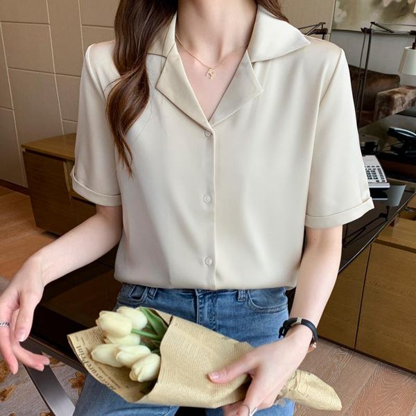 women's blouses & shirts korean fashion female blouse apricot satin shirt blusas mujer v-neck button chiffon short drop solid 2313, White
women's blouses & shirts korean fashion female blouse apricot satin shirt blusas mujer v-neck button chiffon short drop solid 2313, White