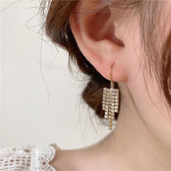 dangle & chandelier korea design fashion jewelry 14k real gold plating simple crystal tassel earrings elegant women's wedding, Silver
dangle & chandelier korea design fashion jewelry 14k real gold plating simple crystal tassel earrings elegant women's wedding, Silver
