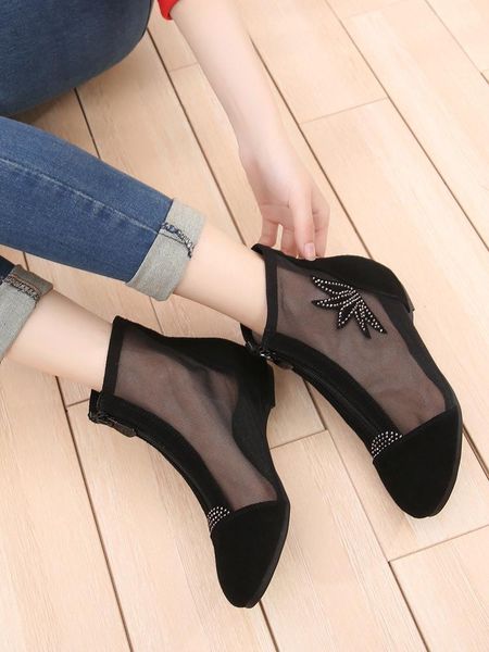 boots summer women's mesh shoes short net hollow out soft soled real leather cool breathable, Black
boots summer women's mesh shoes short net hollow out soft soled real leather cool breathable, Black