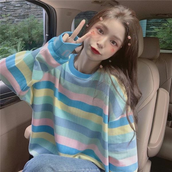 women's hoodies & sweatshirts price ~ candy color macaron rainbow striped pullover sweatshirt loose comfortable long sleeve top, Black
women's hoodies & sweatshirts price ~ candy color macaron rainbow striped pullover sweatshirt loose comfortable long sleeve top, Black