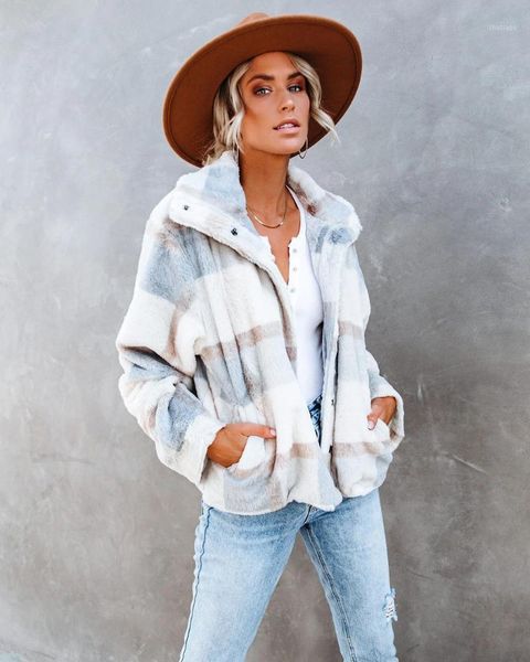 women's wool & blends autumn/winter temperament casual female commuter jacket imitation fur warm plaid short vintage coat for women, Black
women's wool & blends autumn/winter temperament casual female commuter jacket imitation fur warm plaid short vintage coat for women, Black