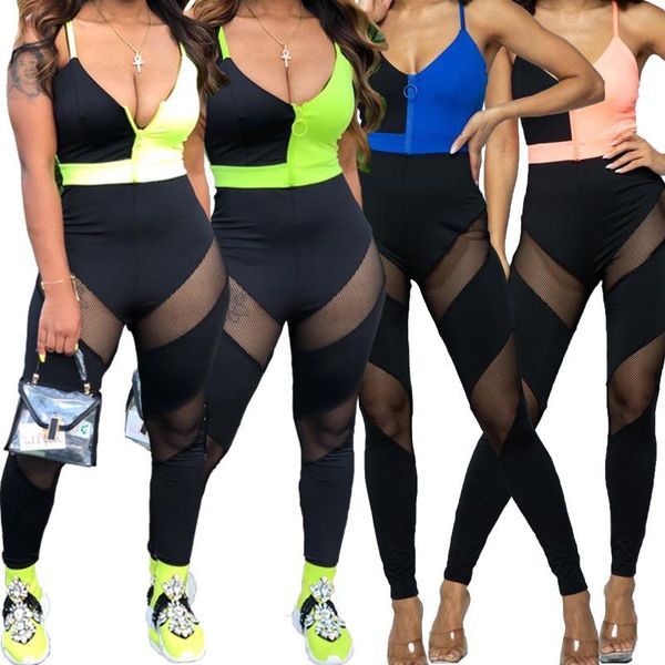 women's jumpsuits & rompers cutubly mesh jumpsuit skinny women 2021 summer spaghetti strap v-neck sleeveless solid patchwork clubwear, Black;white
women's jumpsuits & rompers cutubly mesh jumpsuit skinny women 2021 summer spaghetti strap v-neck sleeveless solid patchwork clubwear, Black;white