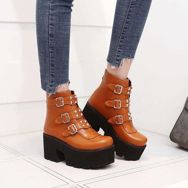 boots wind short tube women's belt buckle side zipper high heel stage muffin soled shoes, Black
boots wind short tube women's belt buckle side zipper high heel stage muffin soled shoes, Black