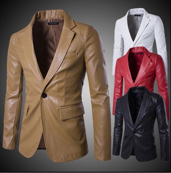 men's jackets business motorcycle mens leather jacket slim coat jaqueta de couro long-sleeve pu one button suit outerwear fashion, Black;brown
men's jackets business motorcycle mens leather jacket slim coat jaqueta de couro long-sleeve pu one button suit outerwear fashion, Black;brown
