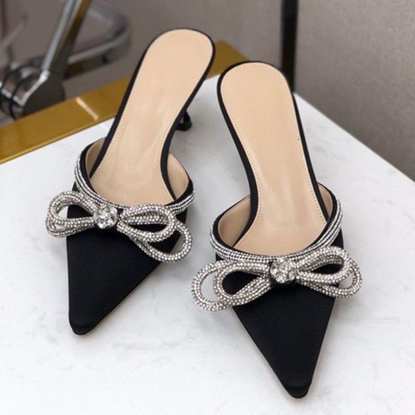 pointed toe women slippers spring summer brand shoes luxury female high heels bow diamonds sandals 6.5cm dress, Black
pointed toe women slippers spring summer brand shoes luxury female high heels bow diamonds sandals 6.5cm dress, Black