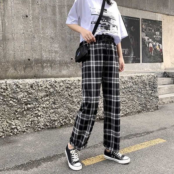 houzhou korean style wide leg pants women thin summer plaid pants plus size women trousers oversized checkered pants high waist 210707, Black;white
houzhou korean style wide leg pants women thin summer plaid pants plus size women trousers oversized checkered pants high waist 210707, Black;white