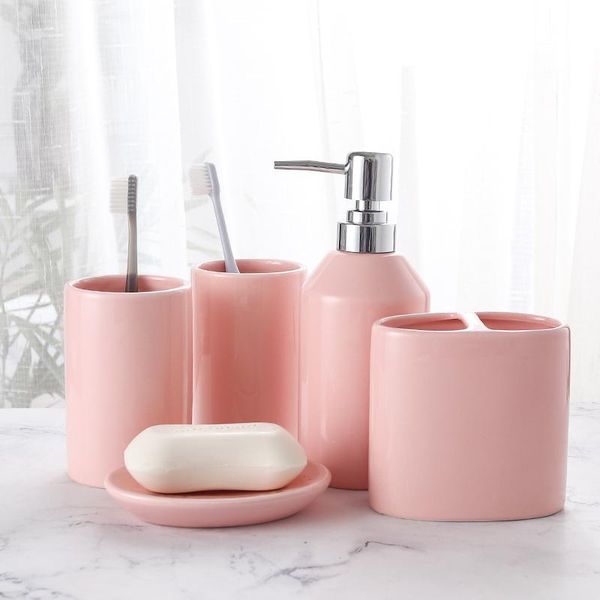 pink romantic ceramic bathroom five-piece set decoration wedding gift accessories tooth cylinder shower gel bottle bath accessory
pink romantic ceramic bathroom five-piece set decoration wedding gift accessories tooth cylinder shower gel bottle bath accessory