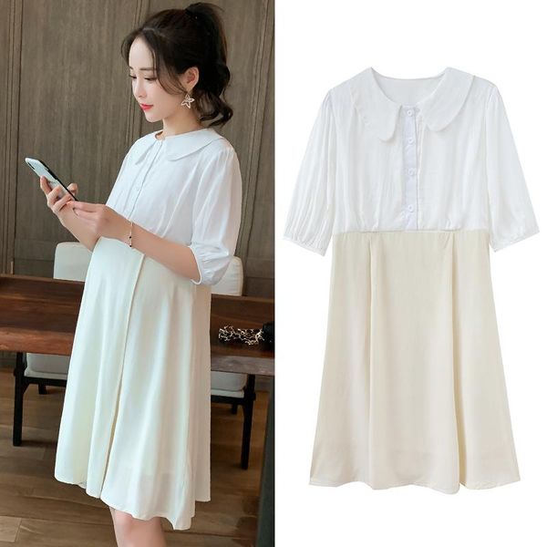 620# maternity dress summer short sleeves patchwork midi loose stylish pregnant women mom dresses, White
620# maternity dress summer short sleeves patchwork midi loose stylish pregnant women mom dresses, White