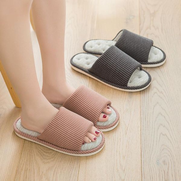 indoor women striped corduroy slippers comfortable open toe floor lovers shoes non-slip home ladies men, Black 
indoor women striped corduroy slippers comfortable open toe floor lovers shoes non-slip home ladies men, Black