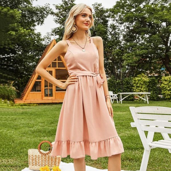 french summer women dress spaghetti strap ruffles back bandage korean dresses with belt vestido de mujer w9136 casual, Black;gray
french summer women dress spaghetti strap ruffles back bandage korean dresses with belt vestido de mujer w9136 casual, Black;gray