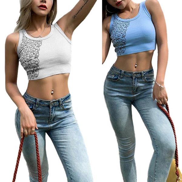 women's tanks & camis tank fashion ladies print sleeveless u neck rib knit crop summer sport tight vest, White
women's tanks & camis tank fashion ladies print sleeveless u neck rib knit crop summer sport tight vest, White