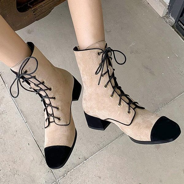 boots suede leather knee high for women lace up thick heels pumps mixed colors wedding working shoes woman, Black
boots suede leather knee high for women lace up thick heels pumps mixed colors wedding working shoes woman, Black