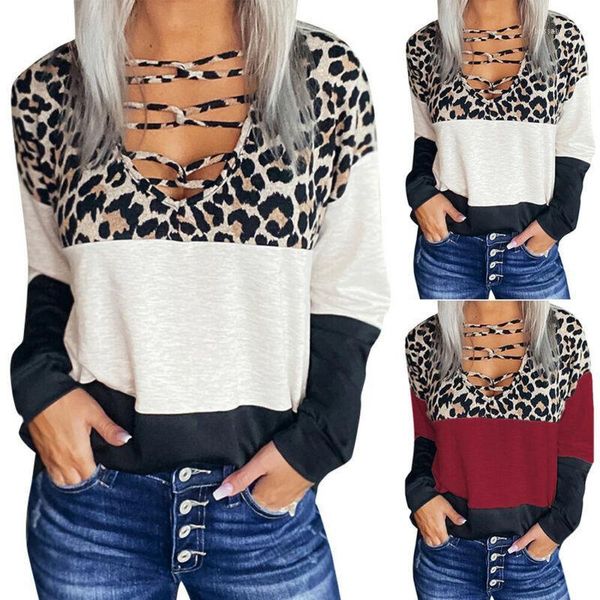 women's t-shirt women leopard print v neck long sleeve sweatshirt casual pullover shirt, White
women's t-shirt women leopard print v neck long sleeve sweatshirt casual pullover shirt, White