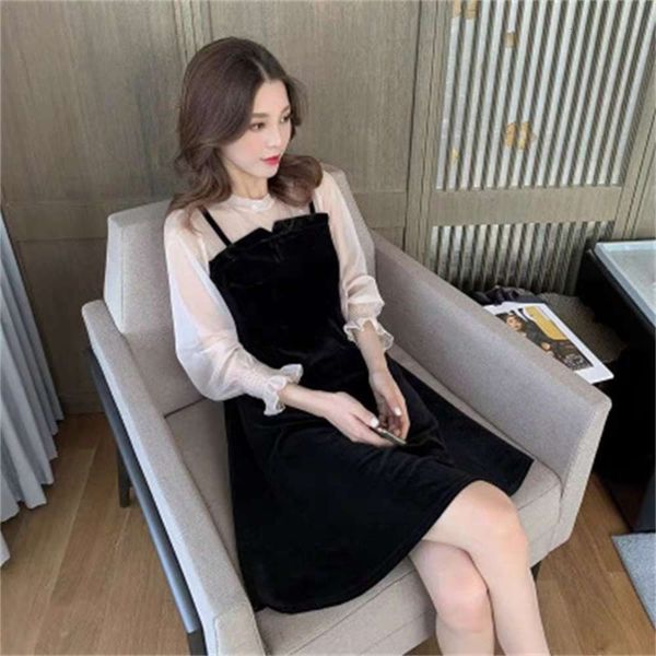 casual dresses dress women clothes golden velvet chiffon stitching fake two piece bubble sleeve super fairy a-line skirt korean student susp, Black;gray
casual dresses dress women clothes golden velvet chiffon stitching fake two piece bubble sleeve super fairy a-line skirt korean student susp, Black;gray