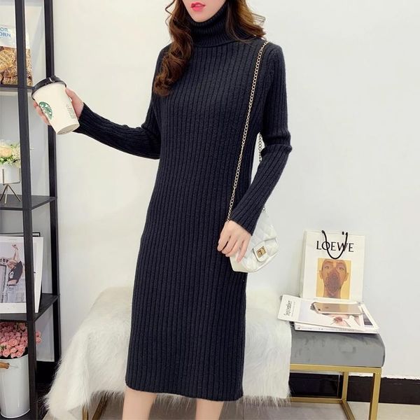 casual dresses turtleneck women maxi dress autumn knitting party elastic loose thick sweater long, Black;gray
casual dresses turtleneck women maxi dress autumn knitting party elastic loose thick sweater long, Black;gray