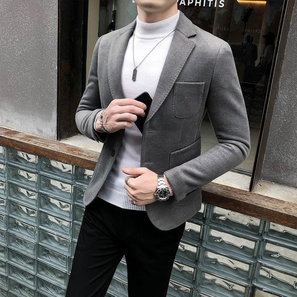 men's wool & blends 2021 autumn winter fashion men slim fit long sleeve blend coat jacket suit solid mens woolen coats business b627, Black
men's wool & blends 2021 autumn winter fashion men slim fit long sleeve blend coat jacket suit solid mens woolen coats business b627, Black