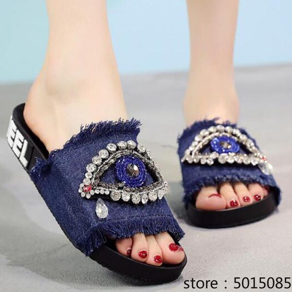 slippers women rhinestone denim cloth beach shoes trend wild flip-flops thick bottom sandals casual tassel a136, Black
slippers women rhinestone denim cloth beach shoes trend wild flip-flops thick bottom sandals casual tassel a136, Black