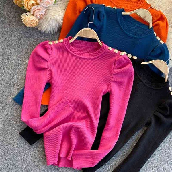 vintage puff long sleeve knitted sweater pullovers girls solid buttons o-neck streetwear winter sweaters jumpers women, White;black
vintage puff long sleeve knitted sweater pullovers girls solid buttons o-neck streetwear winter sweaters jumpers women, White;black