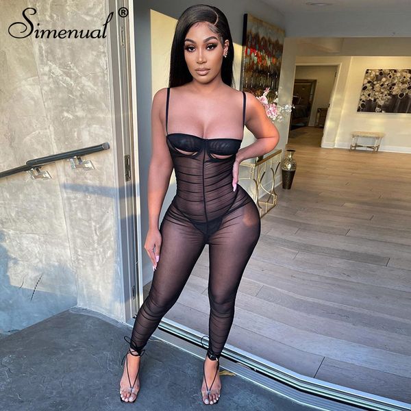 simenual mesh ruched strap summer jumpsuits see through sheer midnight party women outfits one piece jumpsuit 2021 partywear hot, Black;white
simenual mesh ruched strap summer jumpsuits see through sheer midnight party women outfits one piece jumpsuit 2021 partywear hot, Black;white