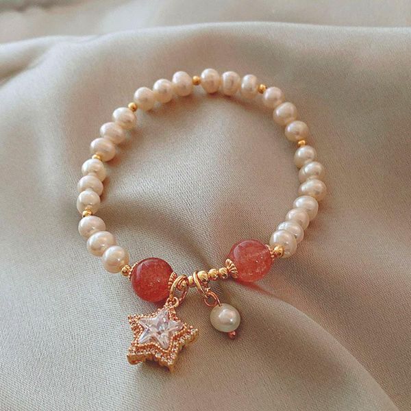 charm bracelets 2021 real pearl natural strawberry crystal bracelet elastic gold-plated cz stone star pendant genuine jewelry, Golden;silver
charm bracelets 2021 real pearl natural strawberry crystal bracelet elastic gold-plated cz stone star pendant genuine jewelry, Golden;silver