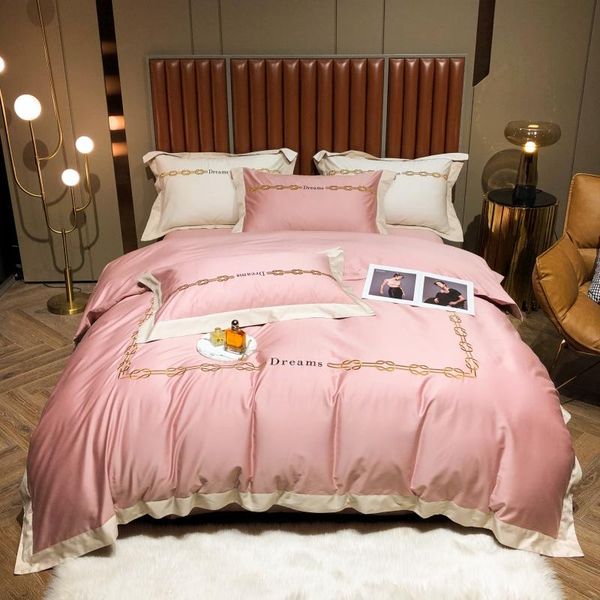 luxury pink satin embroidery egyptian cotton duvet cover bed linen fitted sheet pillowcases bedclothes home textiles king bedding sets
luxury pink satin embroidery egyptian cotton duvet cover bed linen fitted sheet pillowcases bedclothes home textiles king bedding sets
