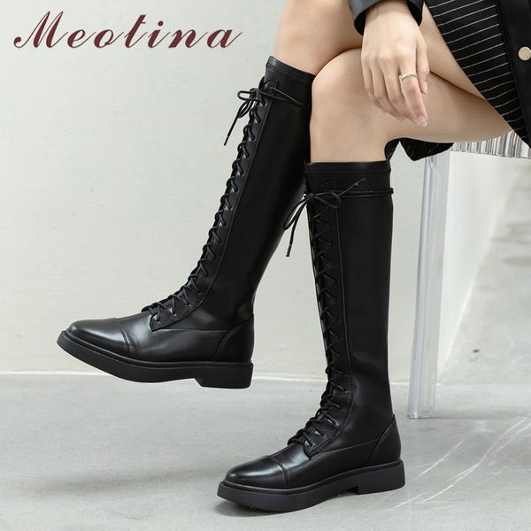 meotina women motorcycle boots shoes zipper platform high heel knee high boots cross tied block heels ladies long boots winter 210520, Black
meotina women motorcycle boots shoes zipper platform high heel knee high boots cross tied block heels ladies long boots winter 210520, Black