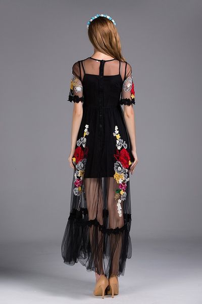 black embroidery flowers mesh xxl summer early spring short sleeve translucent fashion daily women es long, Black;gray
black embroidery flowers mesh xxl summer early spring short sleeve translucent fashion daily women es long, Black;gray