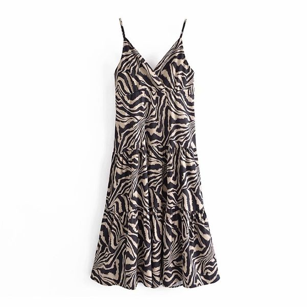women v neck sling dress summer fashion ladies high street vintage female animal print 210515, Black;gray
women v neck sling dress summer fashion ladies high street vintage female animal print 210515, Black;gray