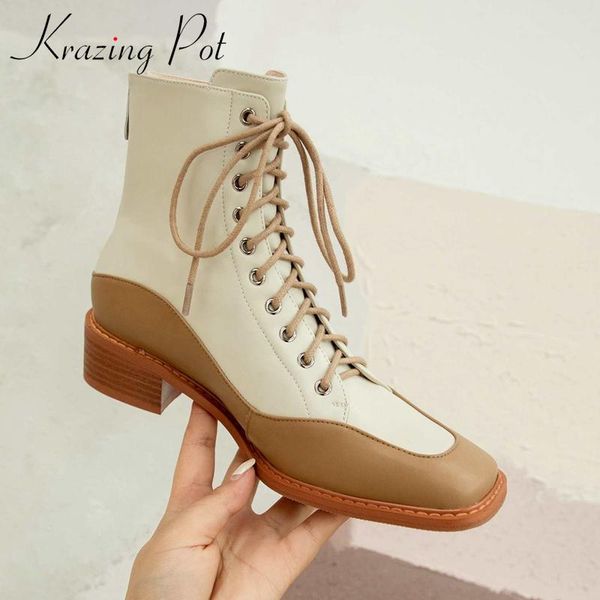 boots krazing pot arrival short natural leather mixed colors cross-tied square toe thick med heel back zip ankle l50, Black
boots krazing pot arrival short natural leather mixed colors cross-tied square toe thick med heel back zip ankle l50, Black