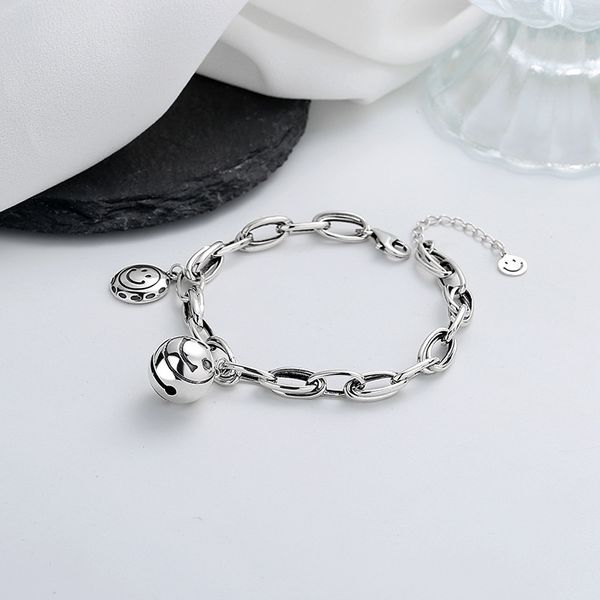 chaosheng s925 sterling silver creative personality smiling face bell bracelet ins minority design sense of fashion temperament hand, Golden;silver
chaosheng s925 sterling silver creative personality smiling face bell bracelet ins minority design sense of fashion temperament hand, Golden;silver