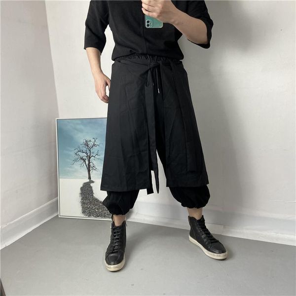 men's pants summer trend men's trouser skirt personality design on both sides spliced fake two fashion style lantern sports, Black
men's pants summer trend men's trouser skirt personality design on both sides spliced fake two fashion style lantern sports, Black