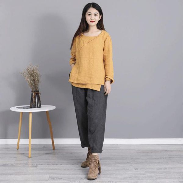 johnature irregular cotton linen vintage o-neck plate buckle women pullover shirts autumn leisure all-match womens 210521, White
johnature irregular cotton linen vintage o-neck plate buckle women pullover shirts autumn leisure all-match womens 210521, White