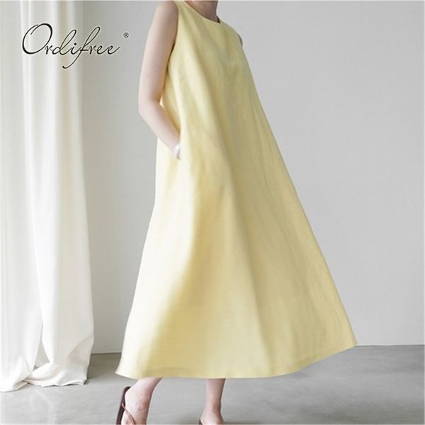 summer women long tank yellow plain sleeveless maxi hemp linen dress 210415, Black;gray
summer women long tank yellow plain sleeveless maxi hemp linen dress 210415, Black;gray