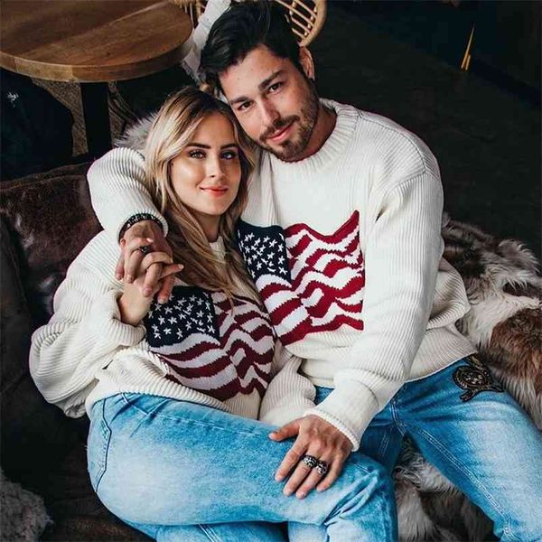 female pollover sweater women causal america flag soft autumn winter knitted long sleeve korean oversize 210427, White;black
female pollover sweater women causal america flag soft autumn winter knitted long sleeve korean oversize 210427, White;black