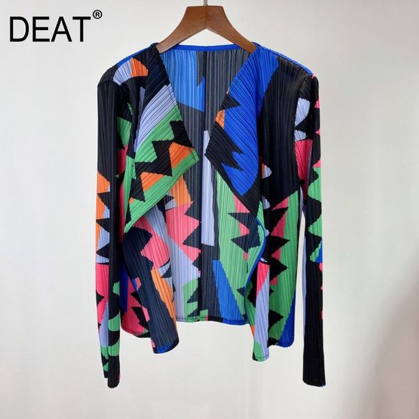 women pleated jackets hit color geometric cardigan loose thin long sleeve casual style coat 2021 summer fashion 15ht358 women's, Black;brown
women pleated jackets hit color geometric cardigan loose thin long sleeve casual style coat 2021 summer fashion 15ht358 women's, Black;brown