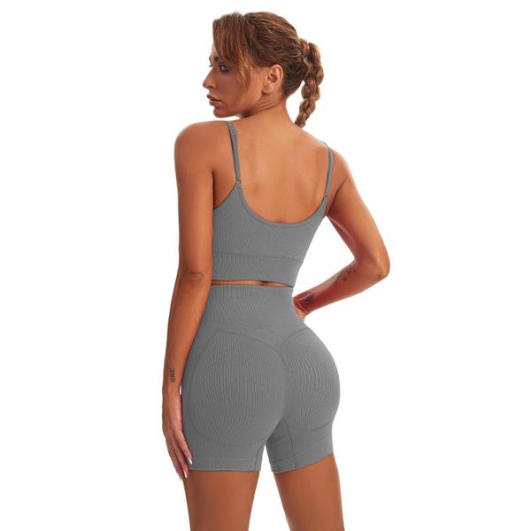 yoga outfit 2 pcs set women seamless fitness sports suit gym clothes breathable bra female running leggings workout shorts+top