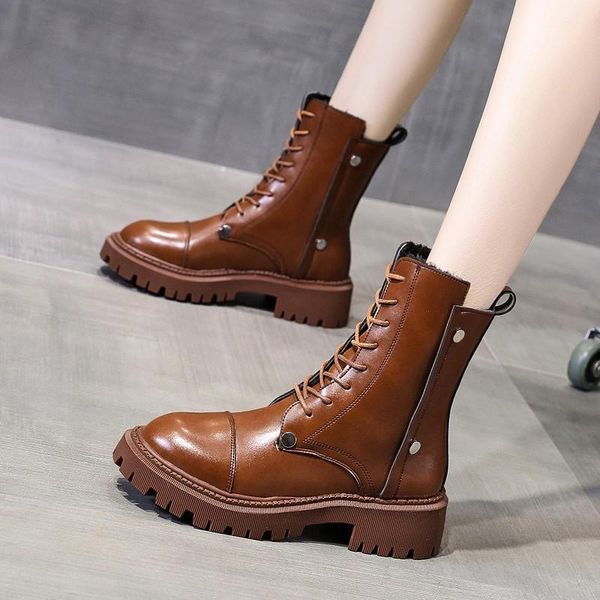 boots woman ankle lace up winter shoes warm plush women motorcycle platform heel footwear, Black
boots woman ankle lace up winter shoes warm plush women motorcycle platform heel footwear, Black