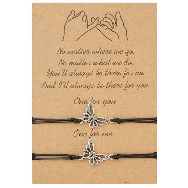 charm bracelets 2pcs/set handmade retro black rope braided butterfly for women men vintage boho friendship jewelry birthday gift, Golden;silver
charm bracelets 2pcs/set handmade retro black rope braided butterfly for women men vintage boho friendship jewelry birthday gift, Golden;silver