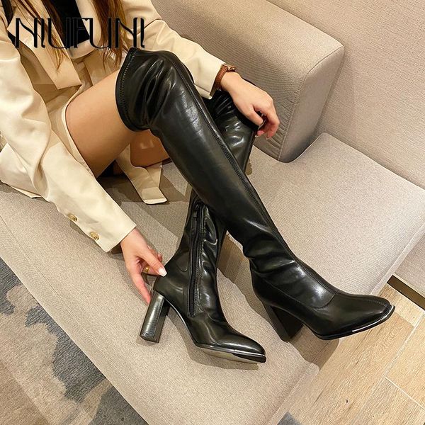 boots niufuni fashion suede leather women metal round head over the knee thigh high long tube woman shoes thick heels, Black
boots niufuni fashion suede leather women metal round head over the knee thigh high long tube woman shoes thick heels, Black