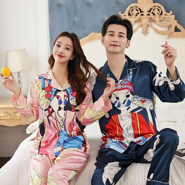 men's sleepwear mens designer pajamas couple long sleeved set silk for women sleep pants pijamas, Black;brown
men's sleepwear mens designer pajamas couple long sleeved set silk for women sleep pants pijamas, Black;brown