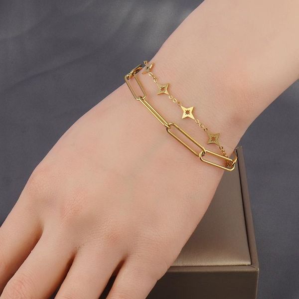 link, chain stainless steel double layers punk thick stars bracelets for women elegant box charm bracelet birthday party gift, Black
link, chain stainless steel double layers punk thick stars bracelets for women elegant box charm bracelet birthday party gift, Black