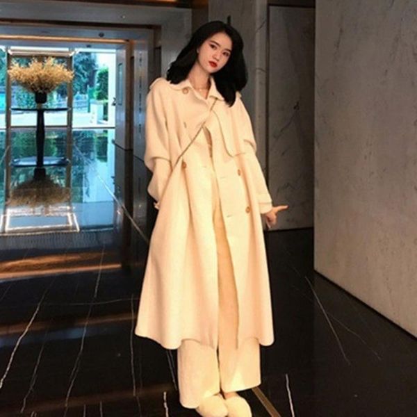 women's wool & blends 2021 autumn and winter large wear double-sided cloth waist closing strap windbreaker coat medium long, Black
women's wool & blends 2021 autumn and winter large wear double-sided cloth waist closing strap windbreaker coat medium long, Black