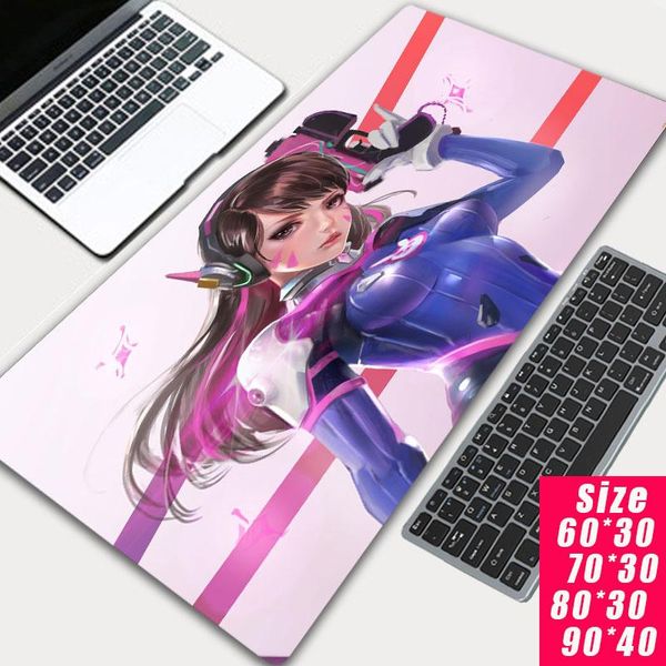 mouse pads & wrist rests dva otaku figure pad pc cool 90cmx40cm antiskid game rubber soft computer table mats