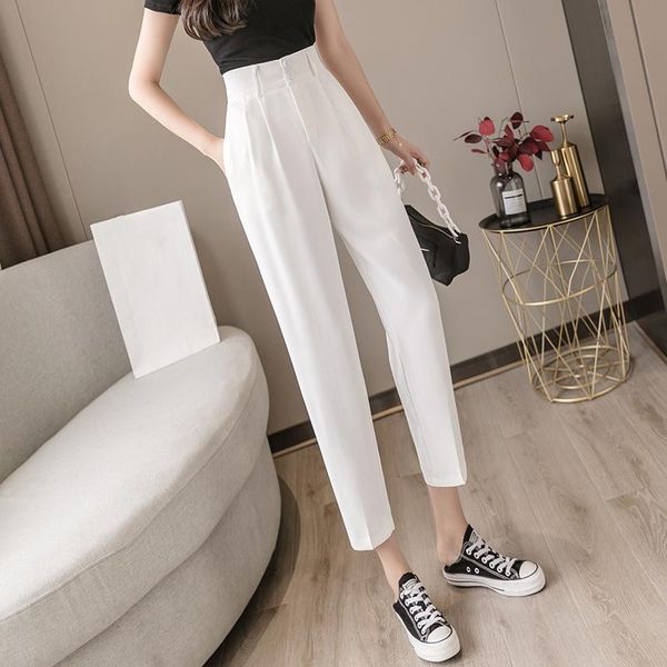korean ol style solid women's formal harem pants high waist elegant office lady button ankle-length pockets & capris, Black;white
korean ol style solid women's formal harem pants high waist elegant office lady button ankle-length pockets & capris, Black;white