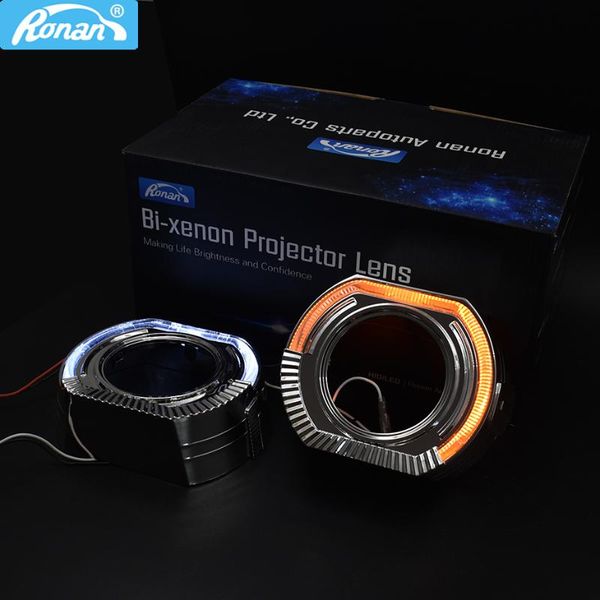 other lighting system ronan 2pcs 120mm x 100mm square guide angel eyes with shrouds drl halo ring fit 2.5/3.0 bi-xenon projector lens for ca