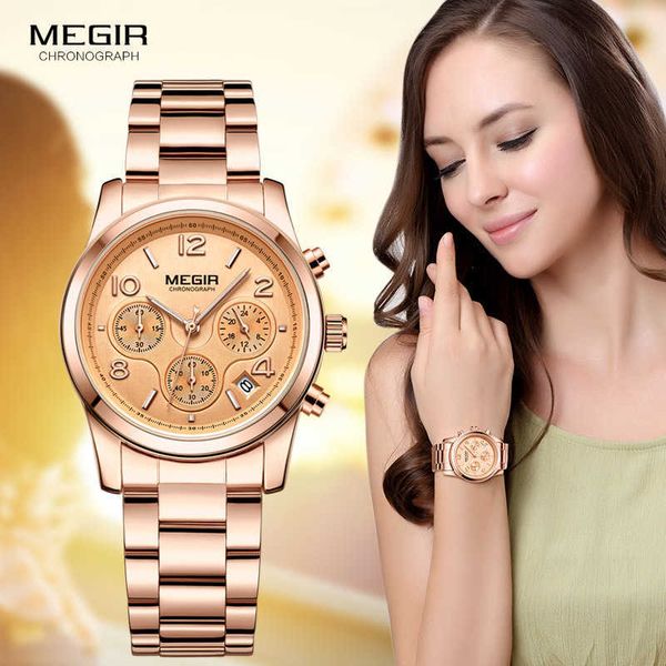 megir ladies watch chronograph quartz watche brand luxury rose gold wristwatch relogio feminino 2057 210616, Slivery;brown
megir ladies watch chronograph quartz watche brand luxury rose gold wristwatch relogio feminino 2057 210616, Slivery;brown