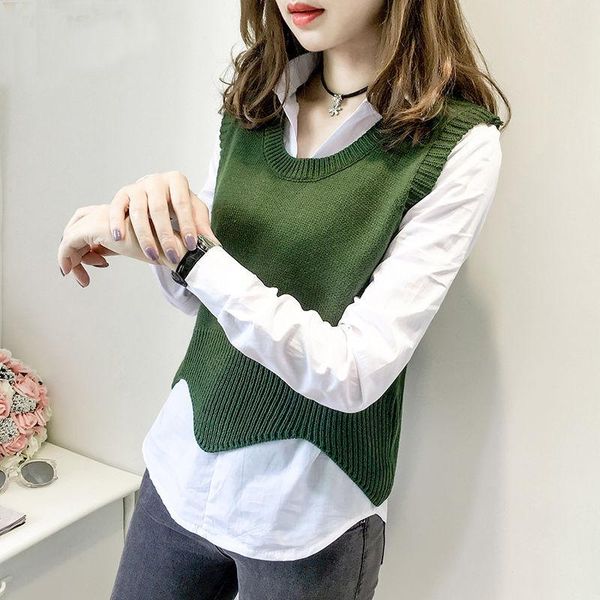 women's t-shirt spring and autumn solid color v-neck short edge sleeveless knitted bottoming sweater vest pullover white shirt
women's t-shirt spring and autumn solid color v-neck short edge sleeveless knitted bottoming sweater vest pullover white shirt