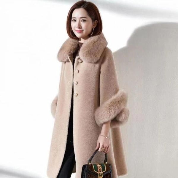 women's fur & faux woman real coats wool female thick warm elegant loose large size ladies long outwear winter coat q243, Black
women's fur & faux woman real coats wool female thick warm elegant loose large size ladies long outwear winter coat q243, Black