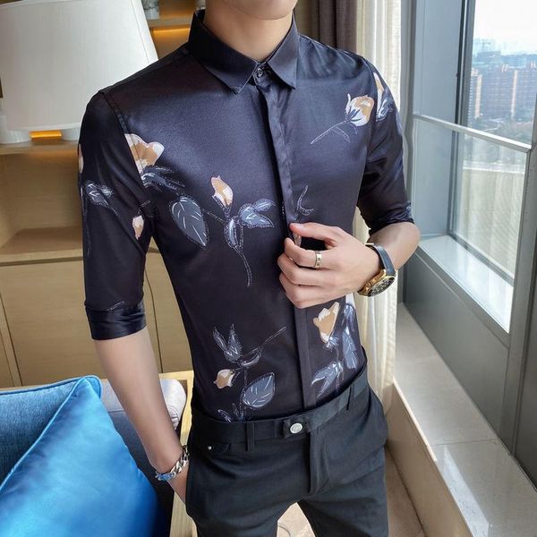 men's casual shirts flower shirt summer night club party fashion print men camisa masculina tuxedo half sleeve slim fit, White;black
men's casual shirts flower shirt summer night club party fashion print men camisa masculina tuxedo half sleeve slim fit, White;black